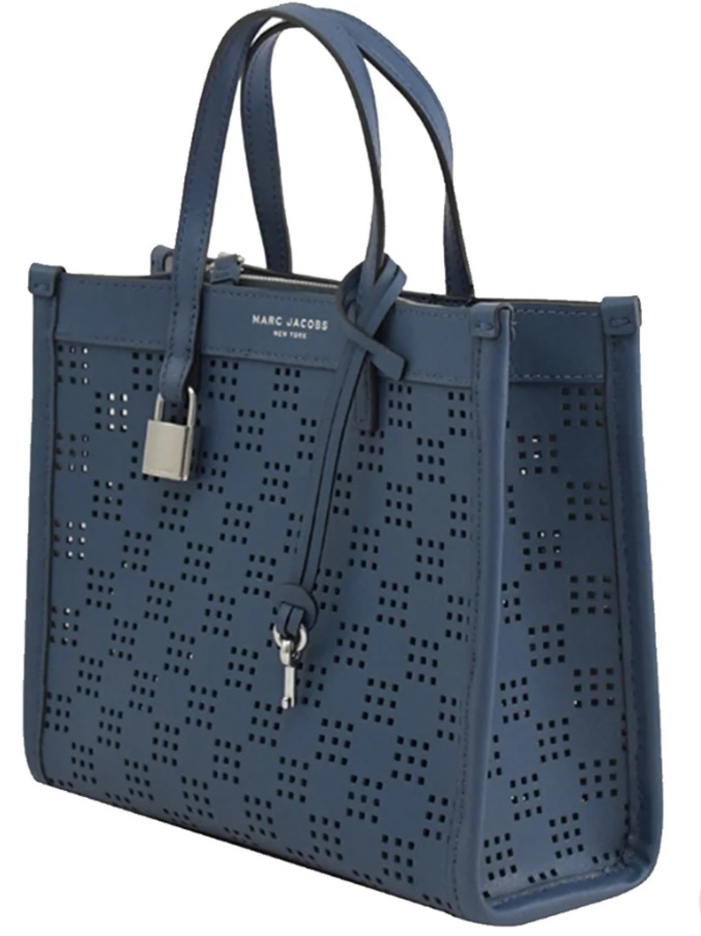Marc Jacobs Navy Perforated Leather Crossbody Tote Bag